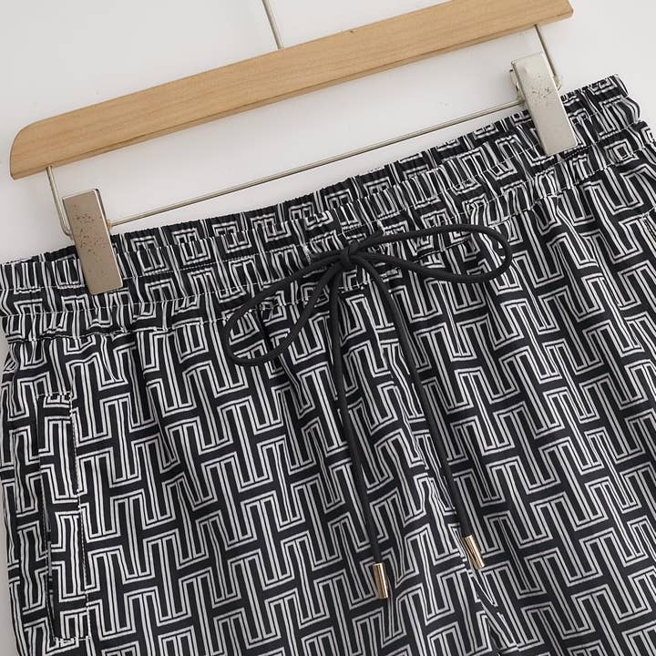 Hugh & Main - Wholesale Shorts - Women's - Black Monogram Shorts