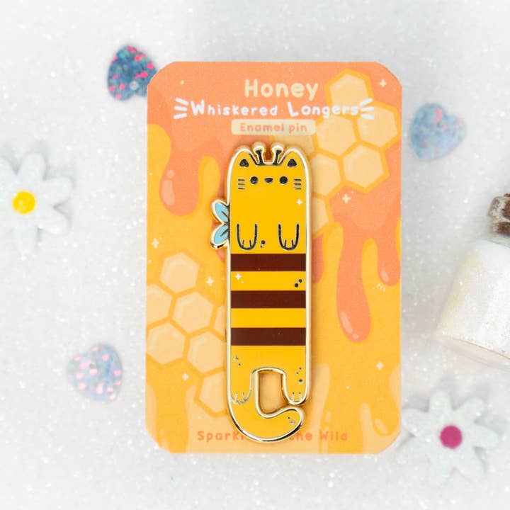 Honey Cat Pins - Whiskered Longers Collection for wholesale by Sparkles in the Wild