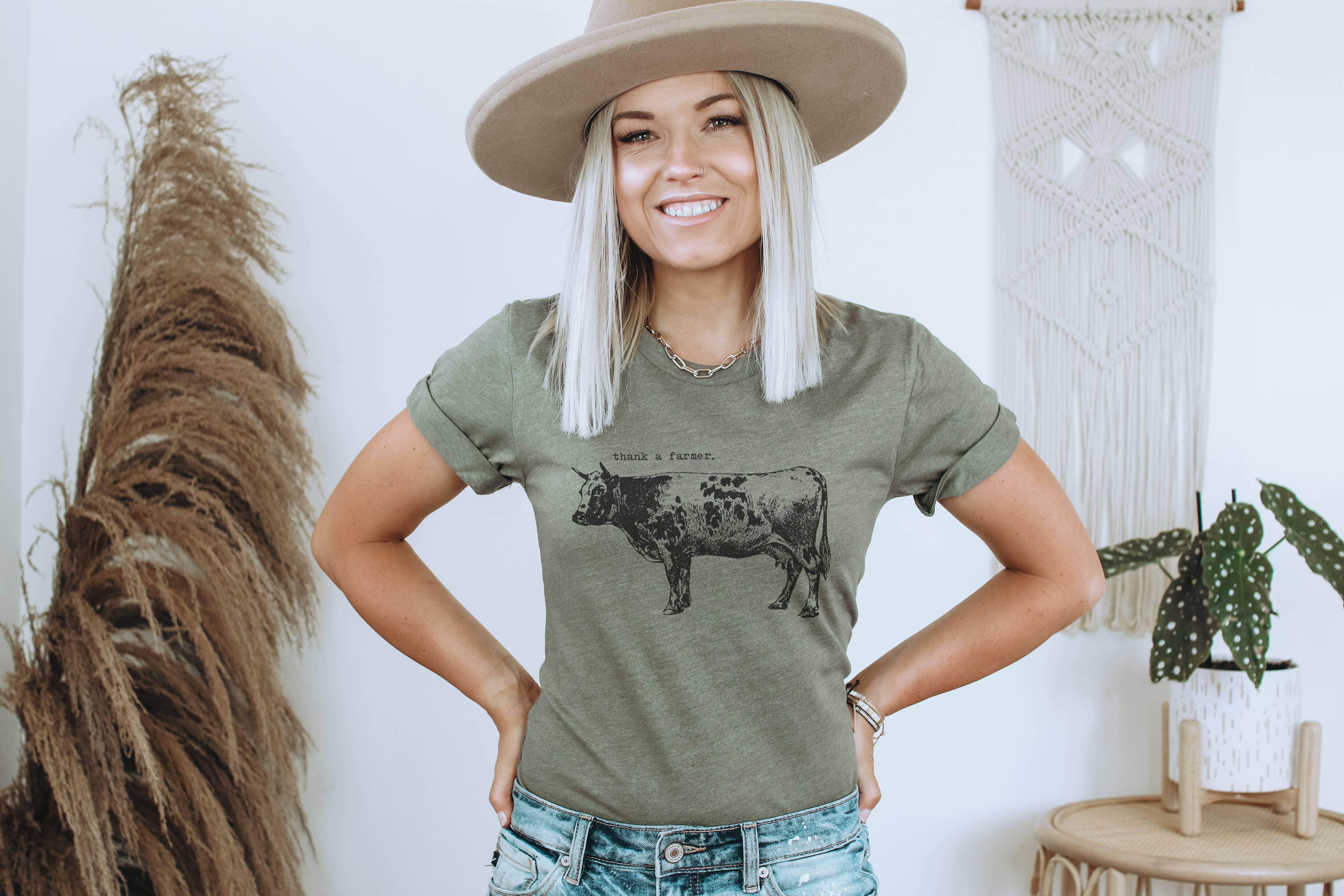 Amy Anne Apparel Inc – wholesale Screen printed t-shirt – Women′s – Thank A Farmer l Farm Tee2