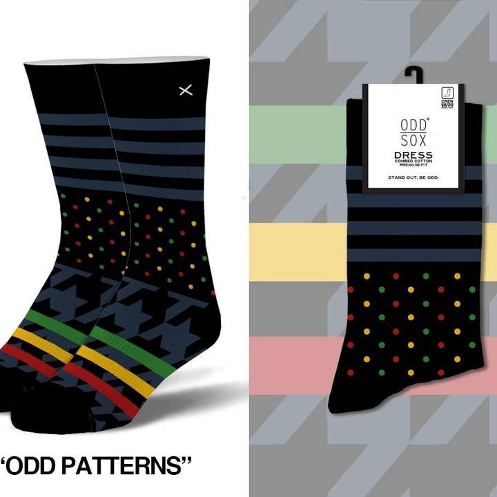Odd Patterns Dress Socks for wholesale by Odd Sox