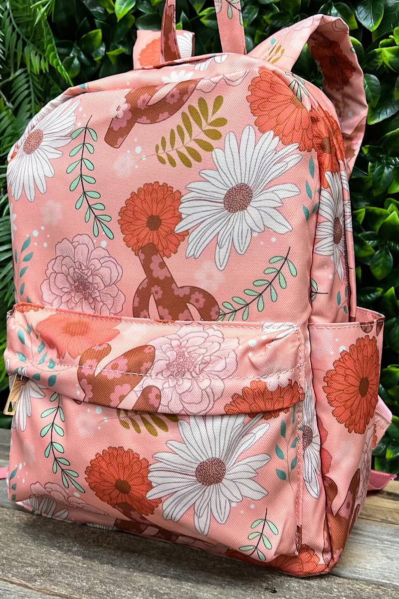 Kids Charm Online - Wholesale Backpack - Kids - FLORAL CACTUS/CORAL PRINTED SMALL SIZE BACKPACK.1
