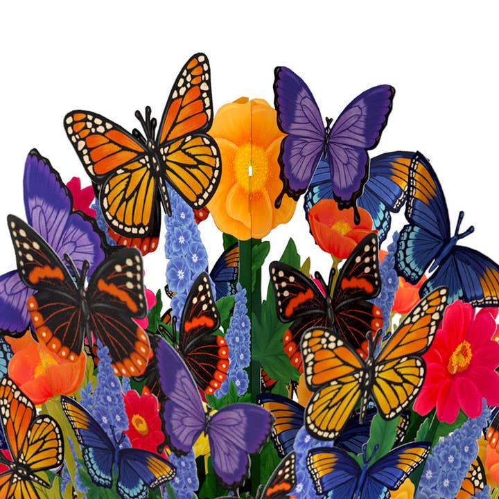 Lovepop Cards - Wholesale Everyday Greeting Card - Brilliant Butterfly 12”H x 8.5”W Bouquet, Vase, Vintage