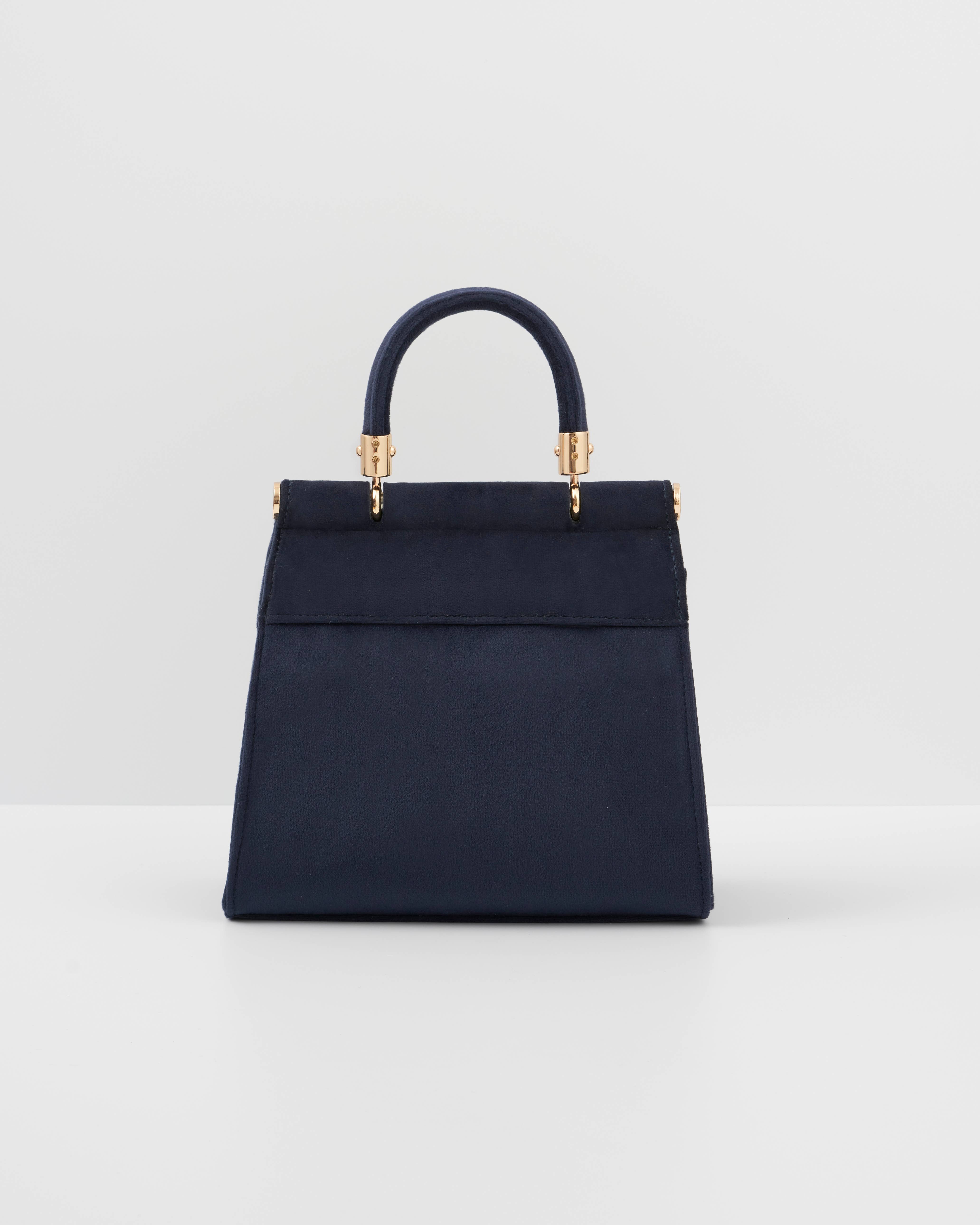 Fable England - Vendita all'ingrosso Borsa con manico - Donna - Mini Borsa in Velluto Blu Notte Blackbird4