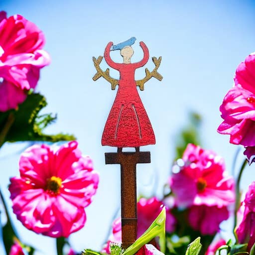 Angel Garden Stake Spring Metal bird tree whimsical Eco USA for wholesale by Whimsies