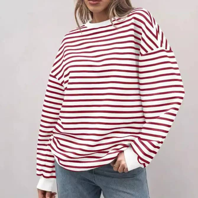 safistyle - Wholesale Sweatshirt - Women's - Colored striped crew neck sweatshirt1
