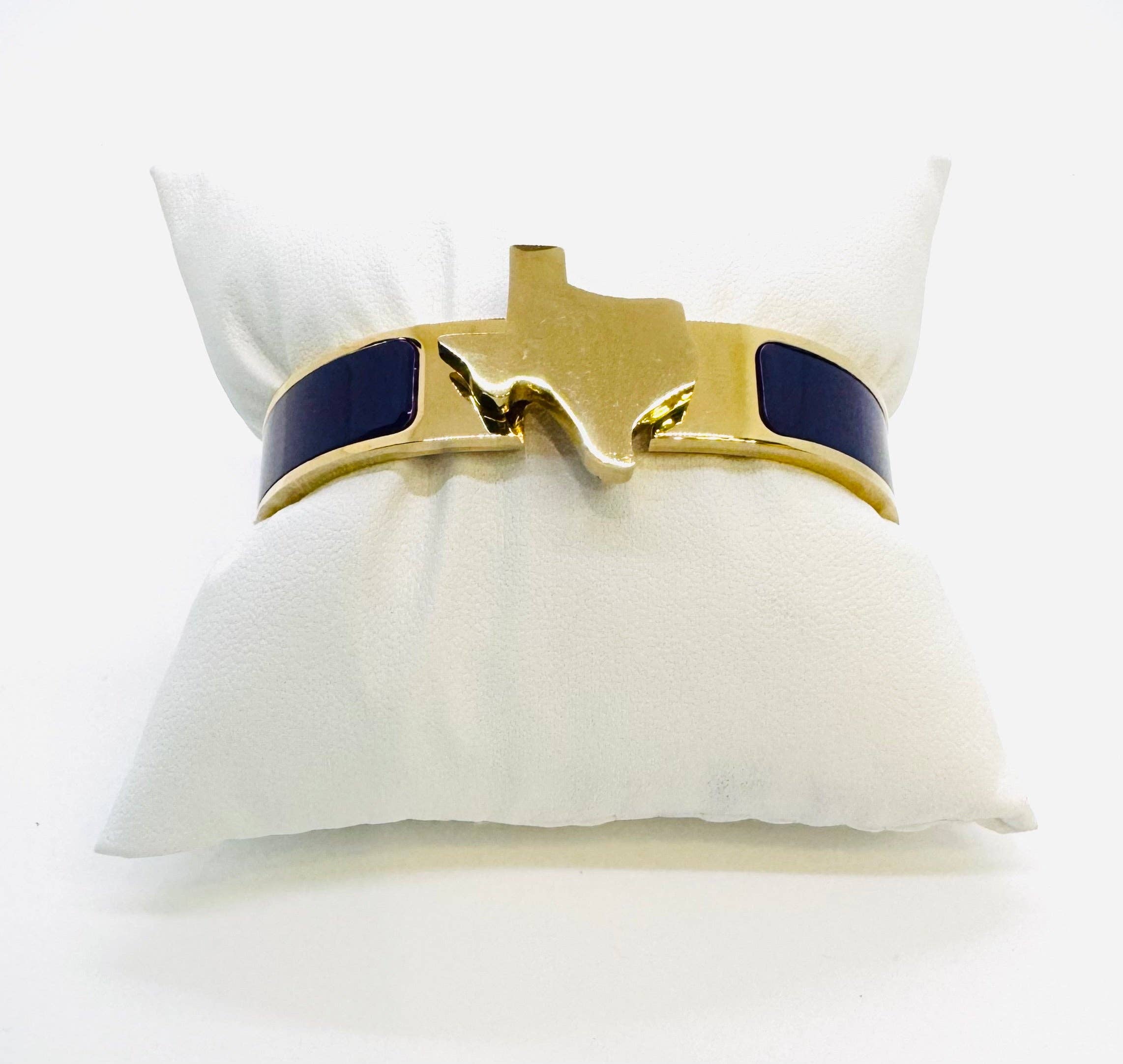 Gameday Luxe - Wholesale Cuff Bracelet - Texas Map Bangle Gold with Enamel1