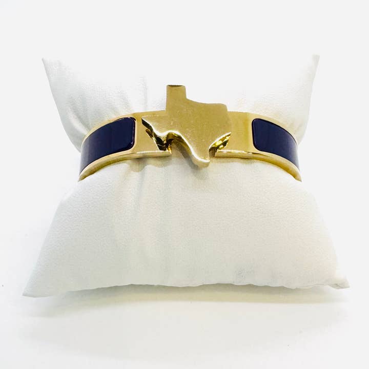 Gameday Luxe - Wholesale Cuff Bracelet - Texas Map Bangle Gold with Enamel1
