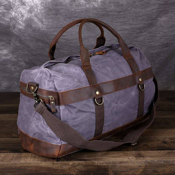Canvas Travel Bag Waxed Canvas Duffle Bag Men Weekender Bags Gym Bags for wholesale by RockCow Leather Studio