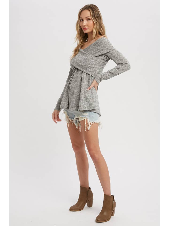 Bluivy - Wholesale Knit Top - Women's - MARLED KNIT CROSSOVER OFF SHOULDER TOP17