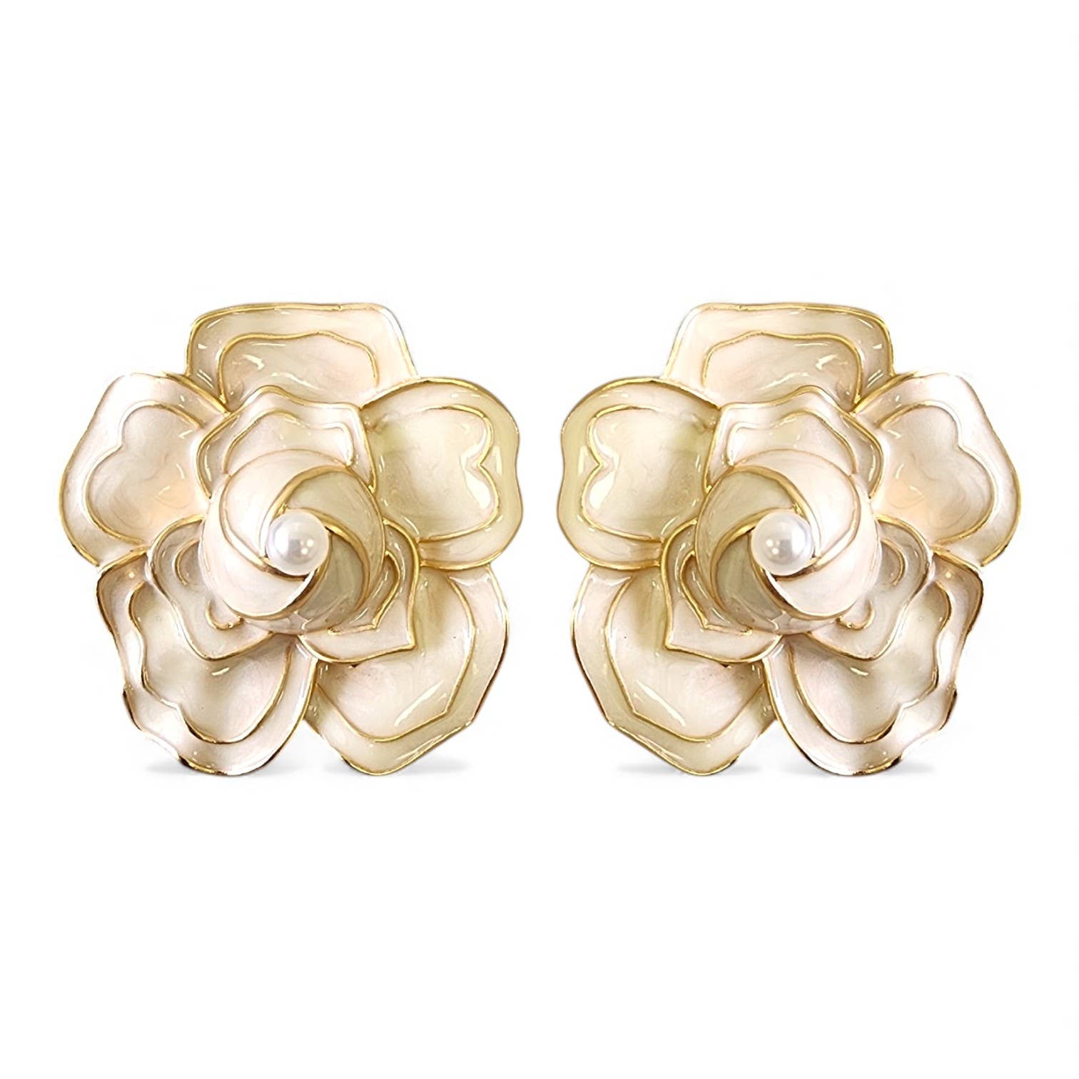 Bijoux Envie Statement Jewelry - Wholesale Knopjes/oorstekers - Witte Roos Bloem Statement Oorbellen | Handgemaakte Sieraden0