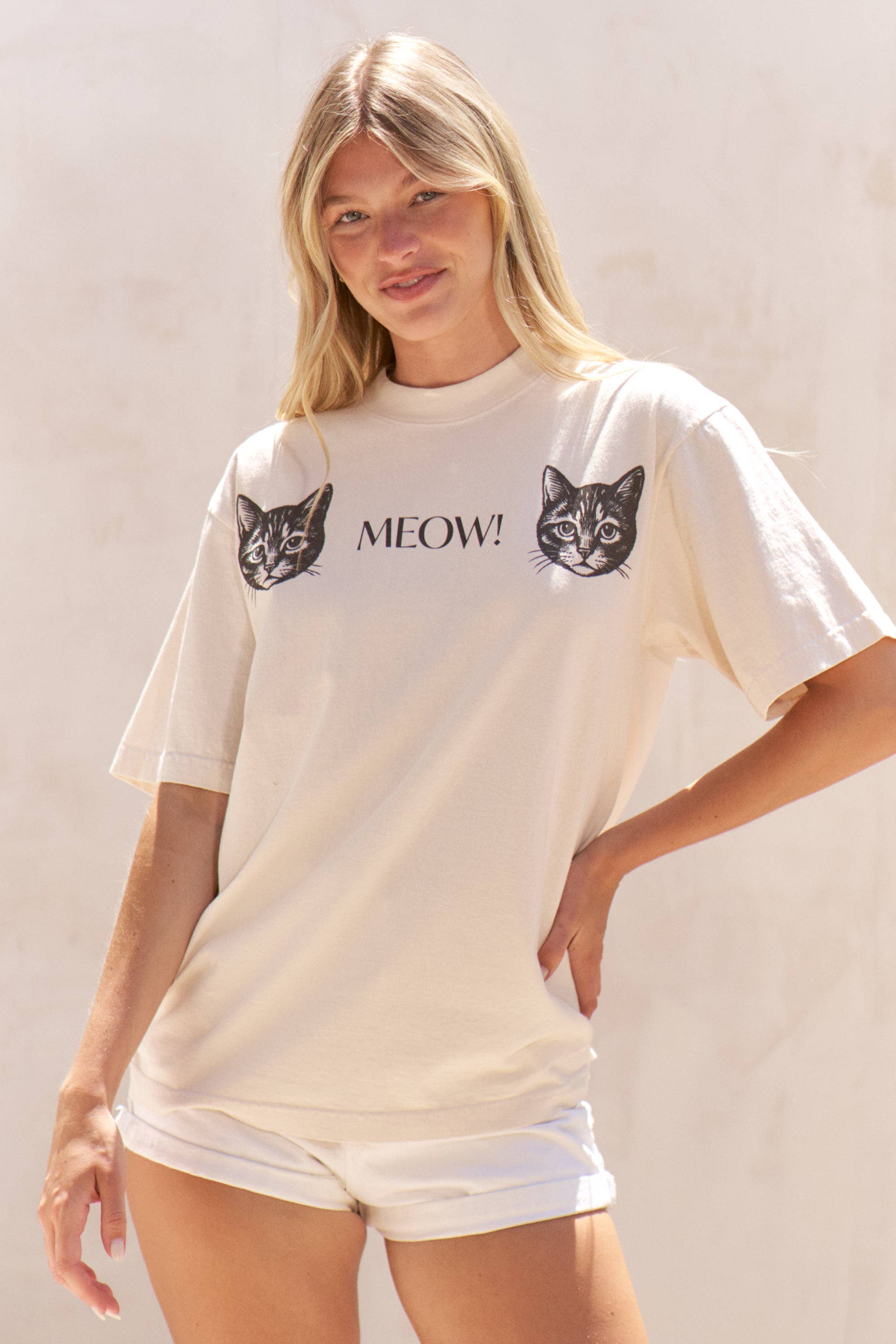 JADE BY JANE - Vente T-shirt sérigraphié – femme - T-SHIRT GRAPHIQUE DEUX CHATS QUI MIAULENT23