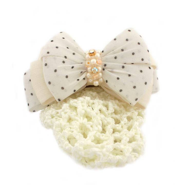 Stone Beads & Fabric Bow Swarovski Barrette + Snood 6766 for wholesale by CARAVAN J NAHON IMPORT