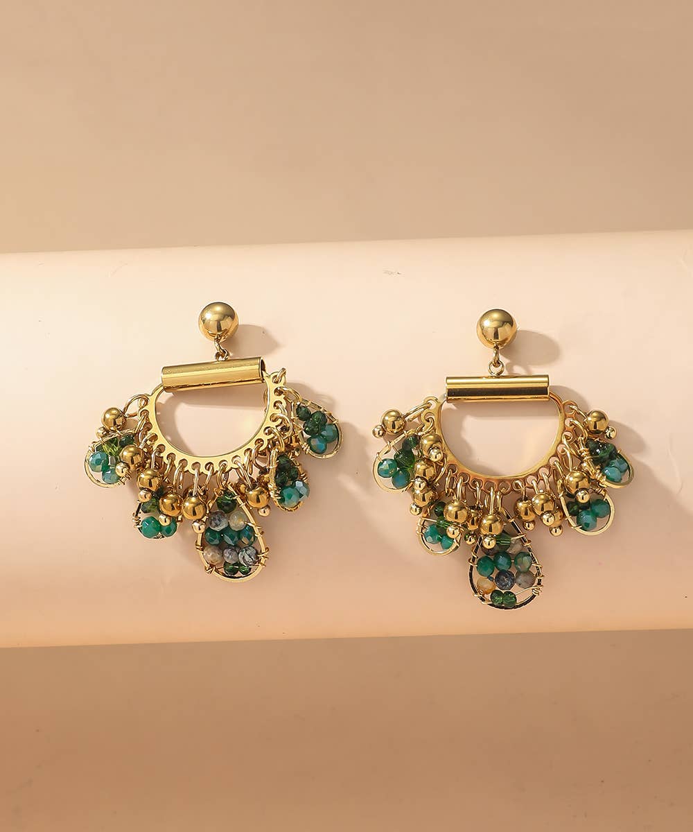 Blossom bijoux - Wholesale Dangle Earrings - BO Nail Stainless Steel Crystal Beads 25BOA0016
