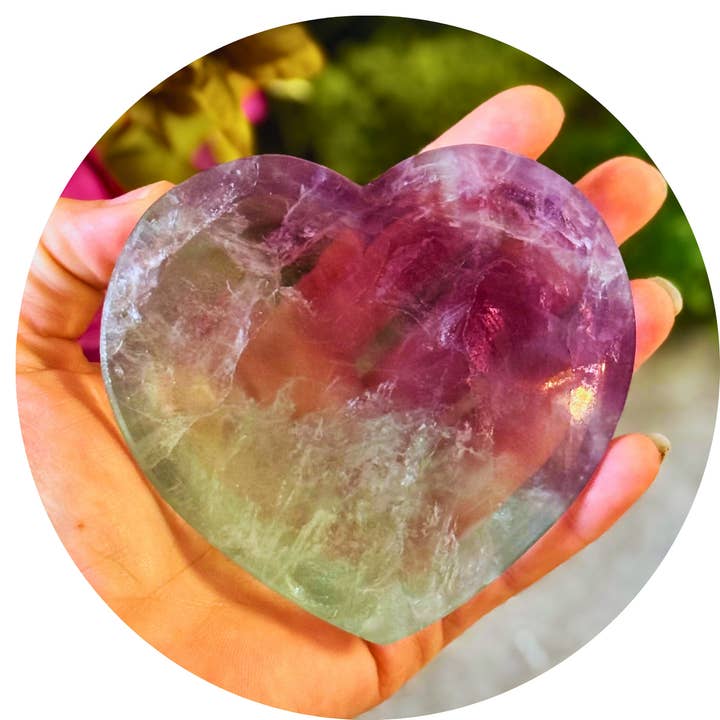 Large CANDY Fluorite Heart Bowls, Valentines Day Gift for wholesale by Mandala Gems