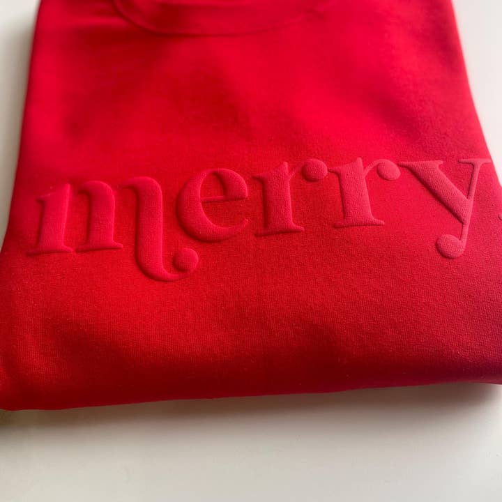 Up2ournecksinfabric - Wholesale Sweatshirt - Women's - Retro Embossed Merry Sweatshirt - Womens Holiday Sweatshirt4