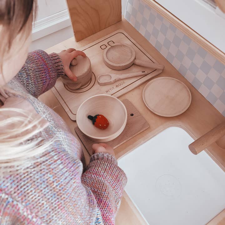 Petit Abode - Wholesale Wood Toy - Kids - The Wooden Dining Set (plate and bowl)6