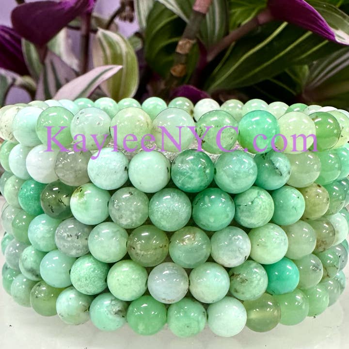 Crisoprasa natural de 6 mm, cristal de 7,5 pulgadas para venta al por mayor de KayleeNYC