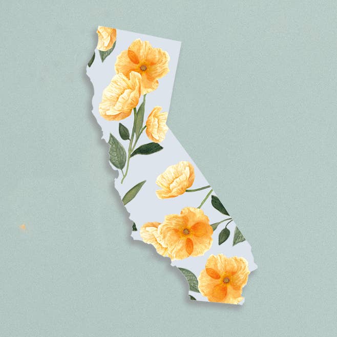Autocollant California Poppies State pour la vente par Two Peas Paper Co.