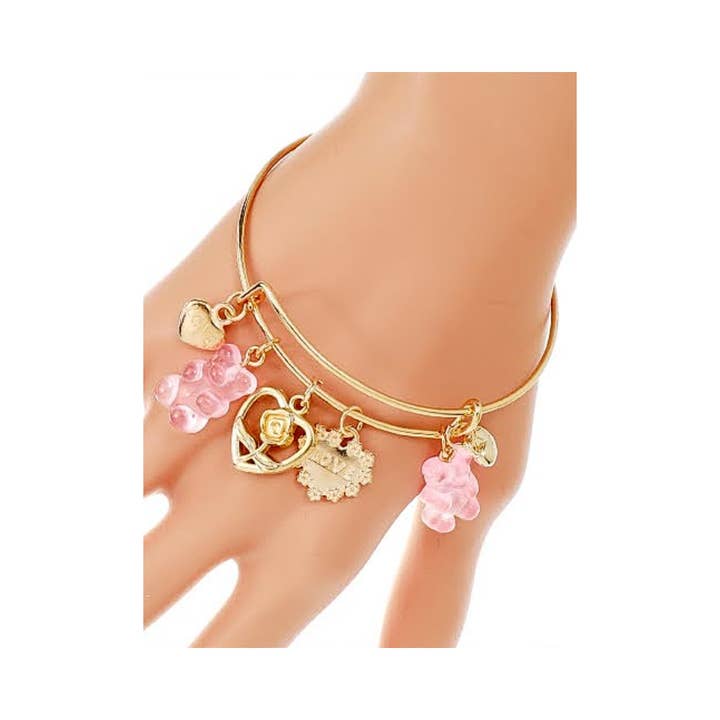 Gummy Bear Charm Bangle Bracelet for wholesale by Atlas Fashion