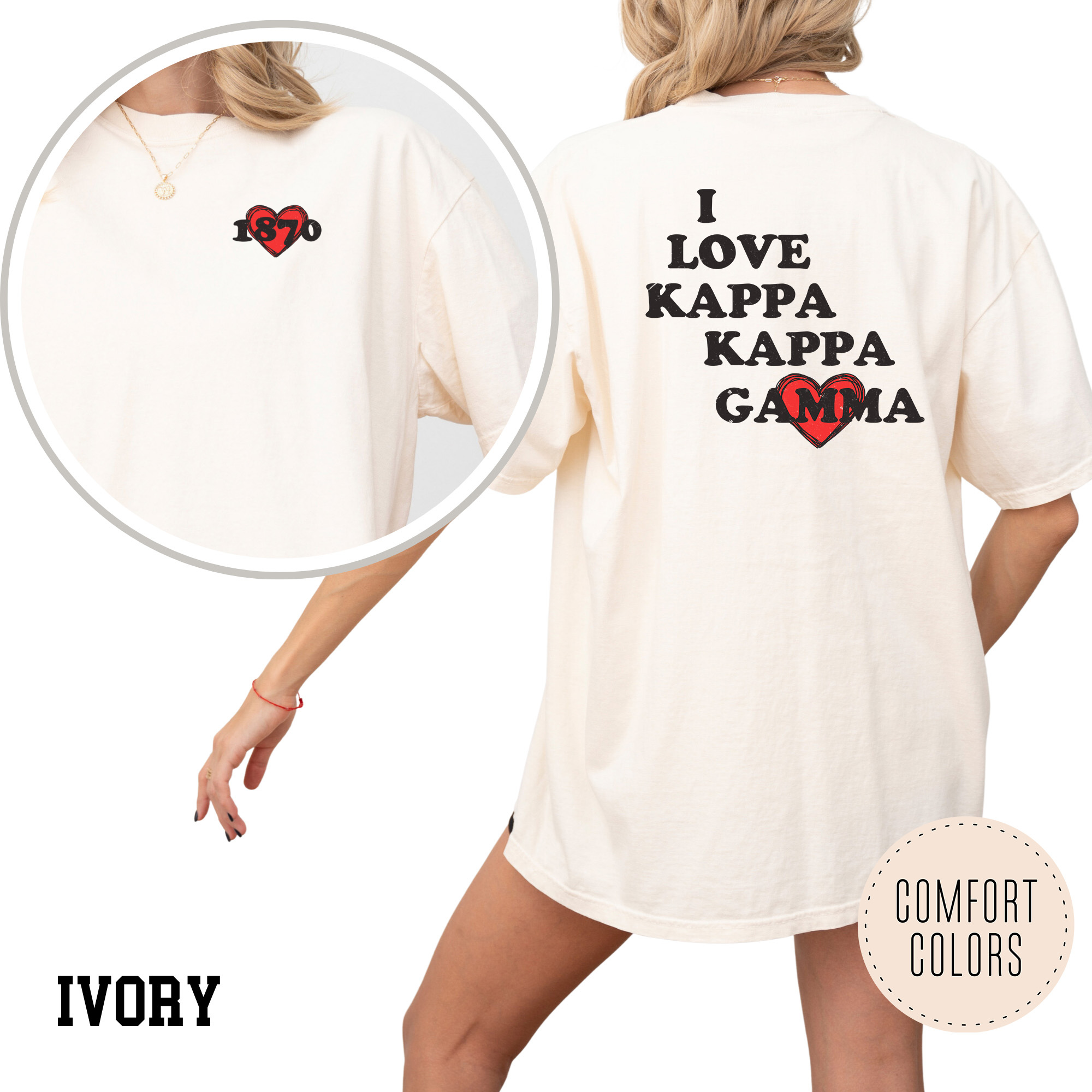 Kite and Crest - Wholesale Screen Printed T-Shirt - Women's - I Love Comfort Colors Sorority T-shirt17