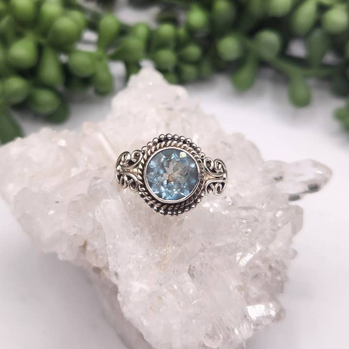Meraki Gemstones - Vente Solitaire - Bague assortie de pierres semi-précieuses en argent sterling/.925