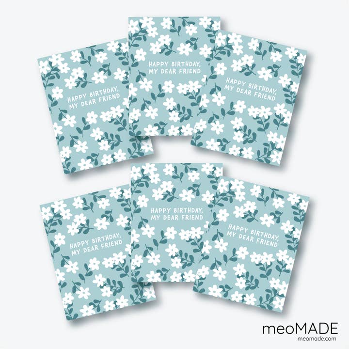 Sweet Friend Floral Birthday - Set of 6 Greeting Cards for wholesale by meoMADE