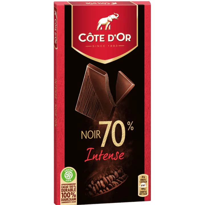 Cote D'Or Tablet Dark 70% cocoa, 100g. 3.5 oz. bar for wholesale by Belgium's Chocolate Source