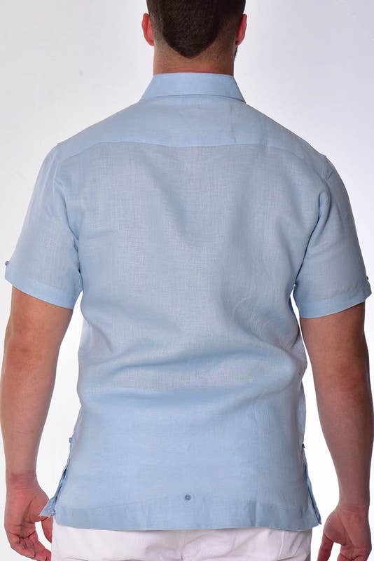 Azucar & Bohio - Wholesale Button Down Shirt - Men's - Men's Linen Guayabera Fancy Embroidered Panel2