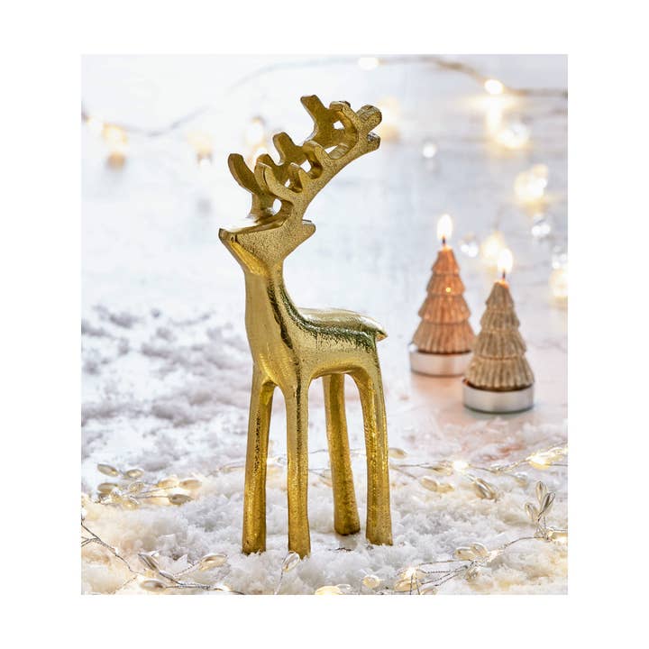 tag - Wholesale Decorative Figurine - Reindeer Silhouette Figurine Large Gold
