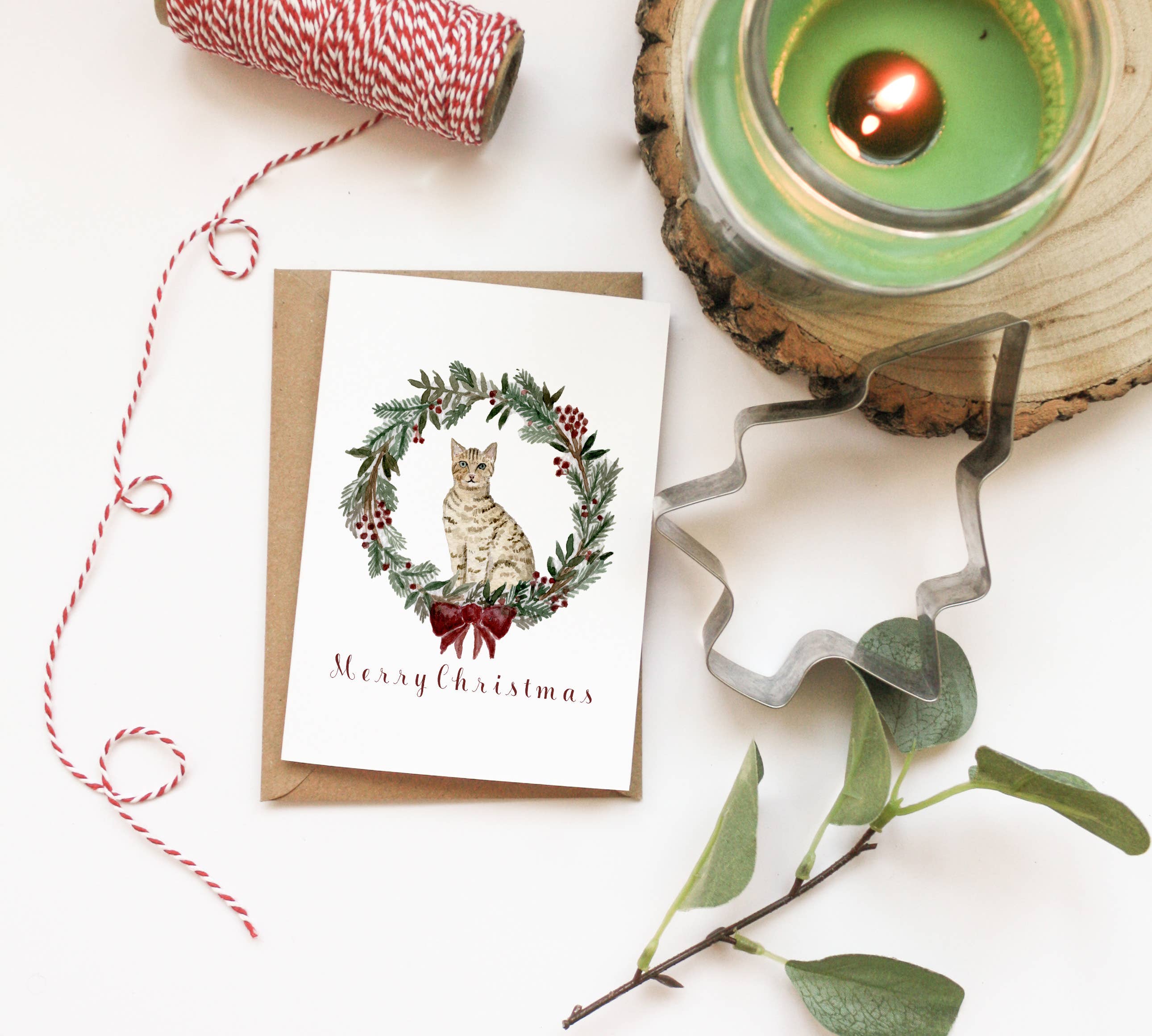 HeatherLucyJ Design - Wholesale Christmas Card - Tabby Cat Christmas Card2