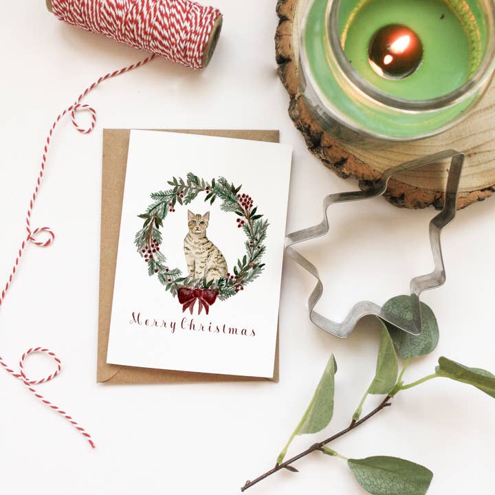 HeatherLucyJ Design - Wholesale Christmas Card - Tabby Cat Christmas Card2