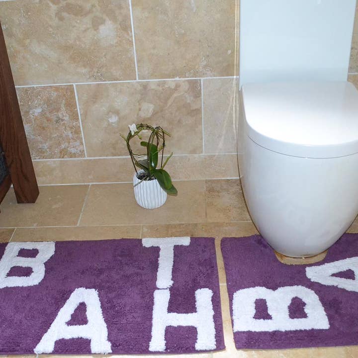 Ensemble de 2 tapis de salle de bain et piédestal en coton Text pour la vente par Rapport Home Furnishings Limited