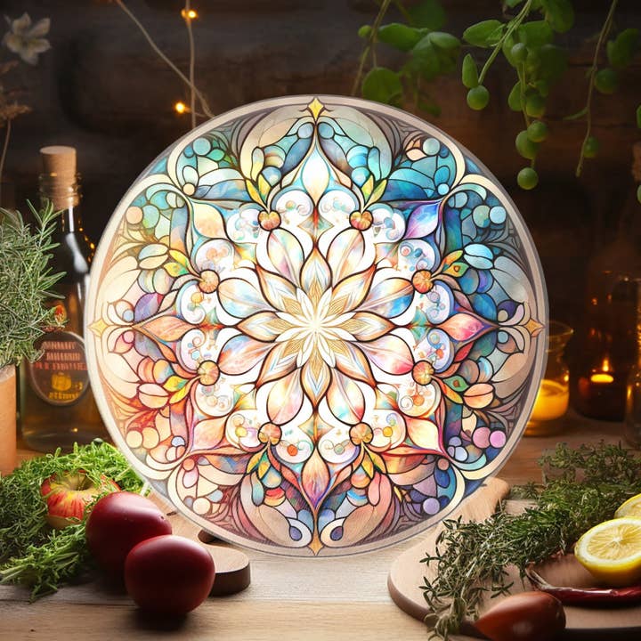 Fernville Creations - Wholesale Cutting Board - Mandala Charcuterie Board Tempered Glass Kitchen Decor