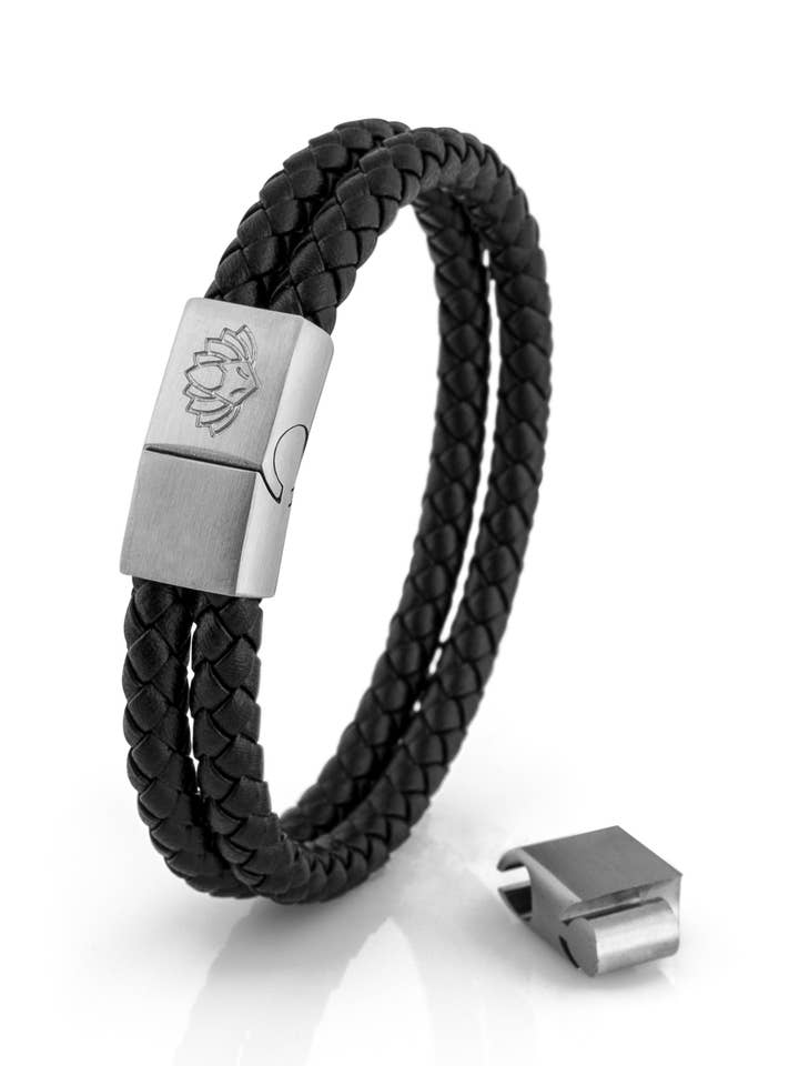 Pulseira Simplicitas Prata - Preto por atacado de Blackskies