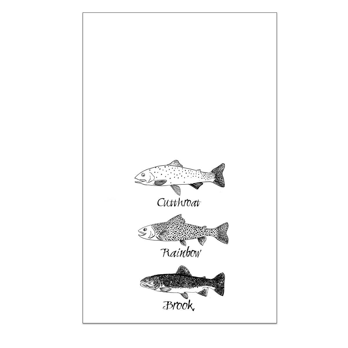 Corvidae drawings & designs - Wholesale Tea Towel - Trout Tea Towel1