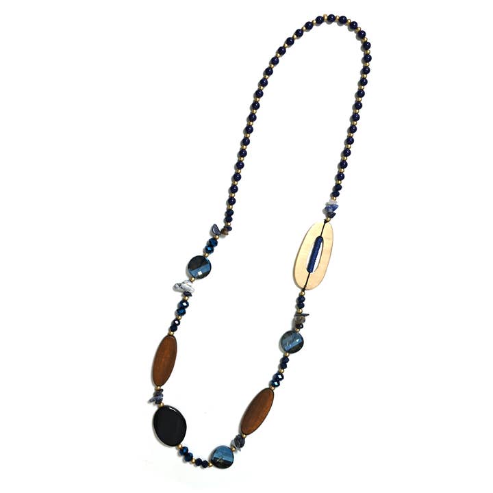 LONG NECKLACE OF BEADS IN CRYSTALS AND STONES -HZM24144A260 for wholesale by AMORINO SRL