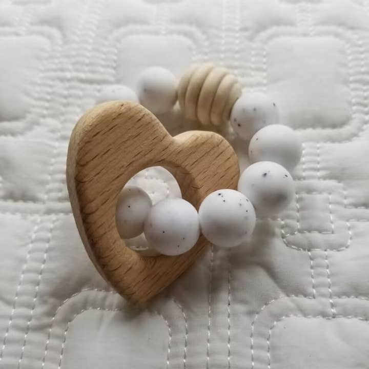 D & C TOYS - Wholesale Teether (Not Clip-On) - Baby - Heart Teething Ring - with Silicone Beads1