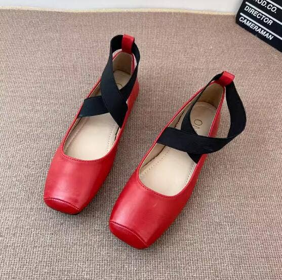 Whisper Mint - Wholesale Flats - Women's - Stylish French Elastic Cross Strap Mary Jane Ballet Shoes3