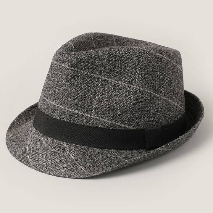 Fashion City - Wholesale Fedora - Men's - Men's Marled Plaid Pattern Short Brim Fedora
