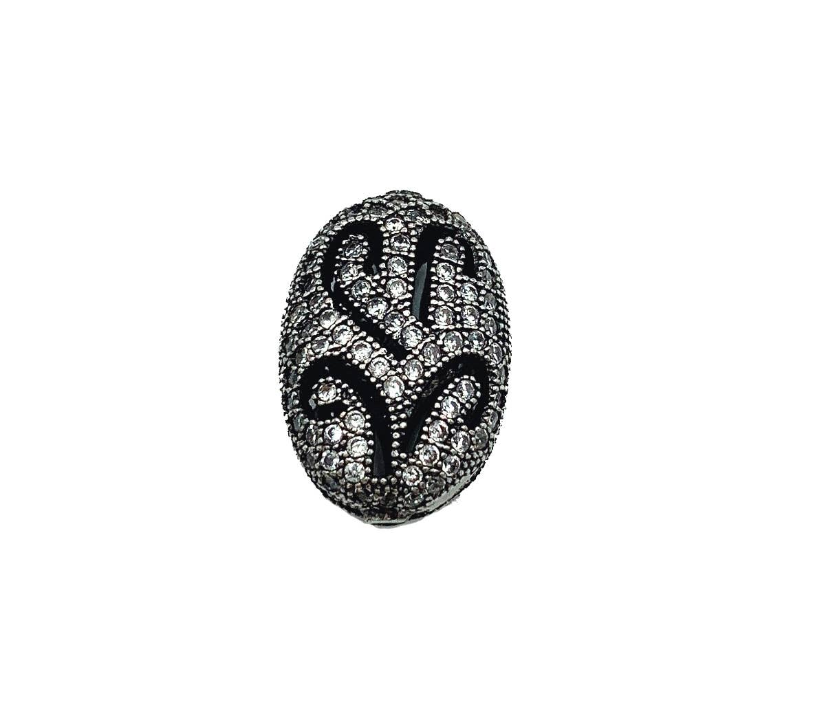 findings4uGem – wholesale Individual charm/pendant – Antique Oval Shaped Beads CZ Micro Pave DIY Jewelry, BD0321