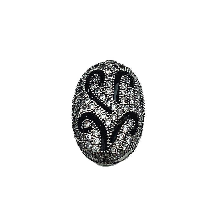 findings4uGem – wholesale Individual charm/pendant – Antique Oval Shaped Beads CZ Micro Pave DIY Jewelry, BD0321
