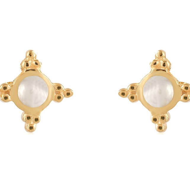 Sunburst Pearl Set Stud Earrings for wholesale by POMEGRANATE