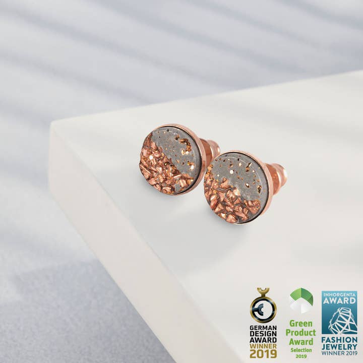 Stud earrings TARA | Grey Rosé for wholesale by Concrete Jungle GmbH & Co. KG