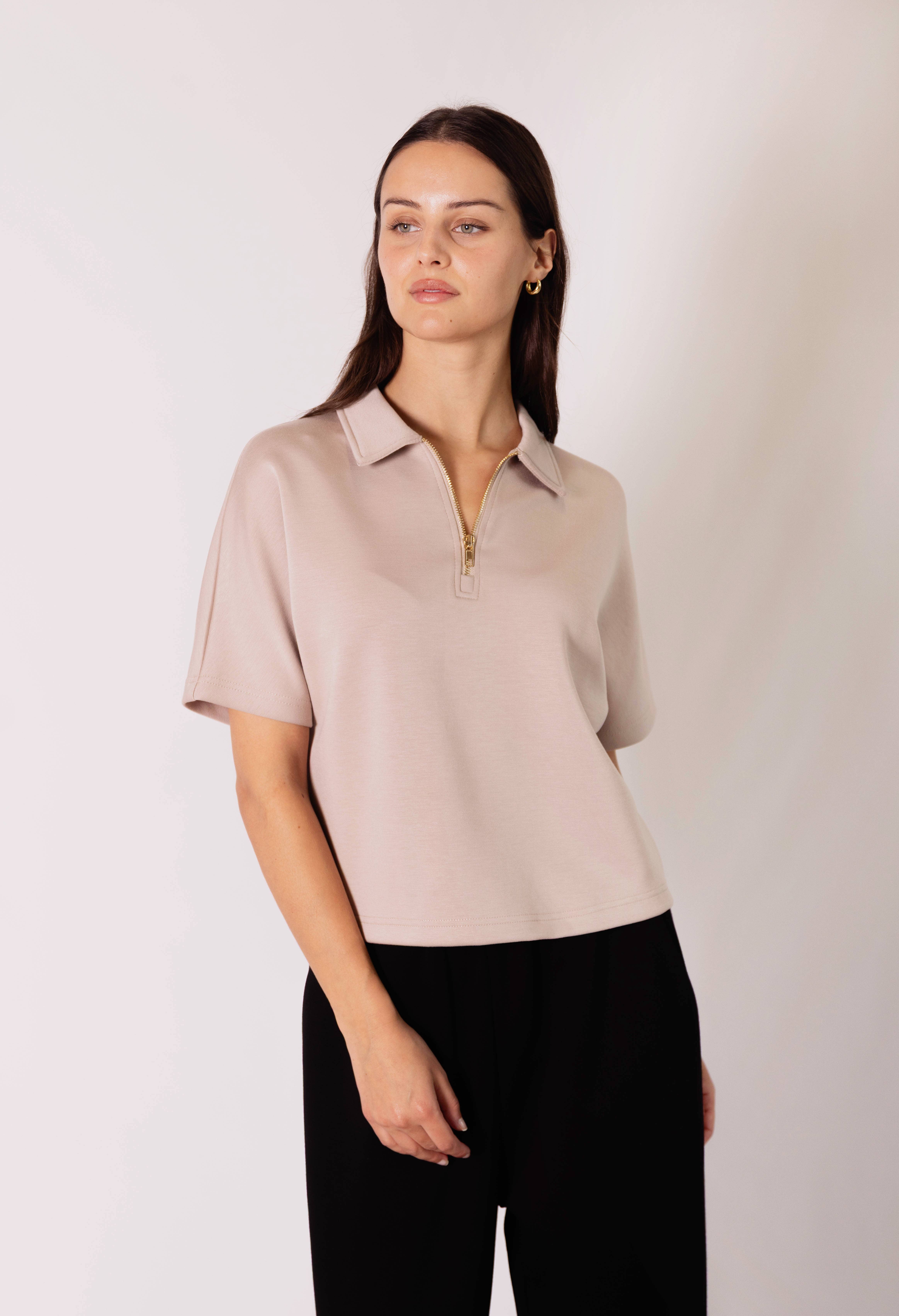 P. CILL - Wholesale Knit Top - Women's - P. CILL Butter Modal Short Sleeve Quarter Zip Top35