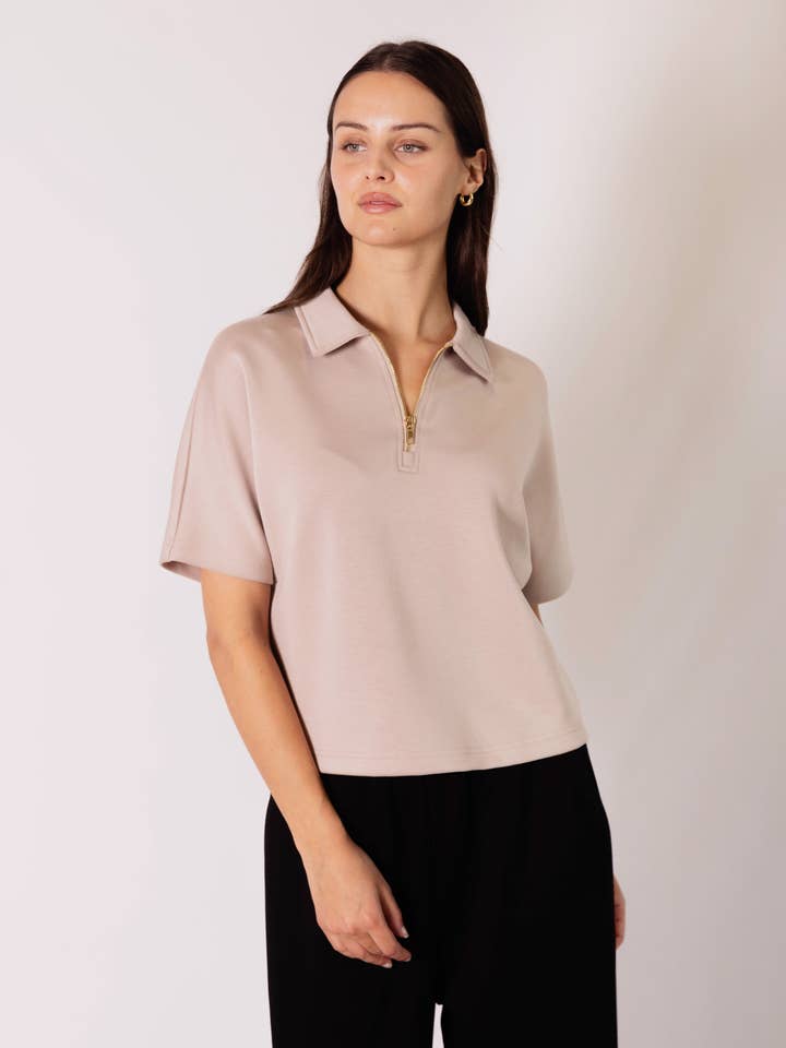 P. CILL - Wholesale Knit Top - Women's - P. CILL Butter Modal Short Sleeve Quarter Zip Top35