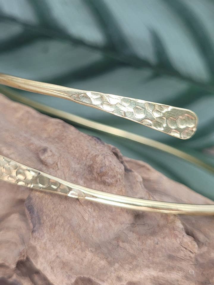 Handmade Brass Upper Arm Bracelet with Hammered Detail for wholesale by Laboheme