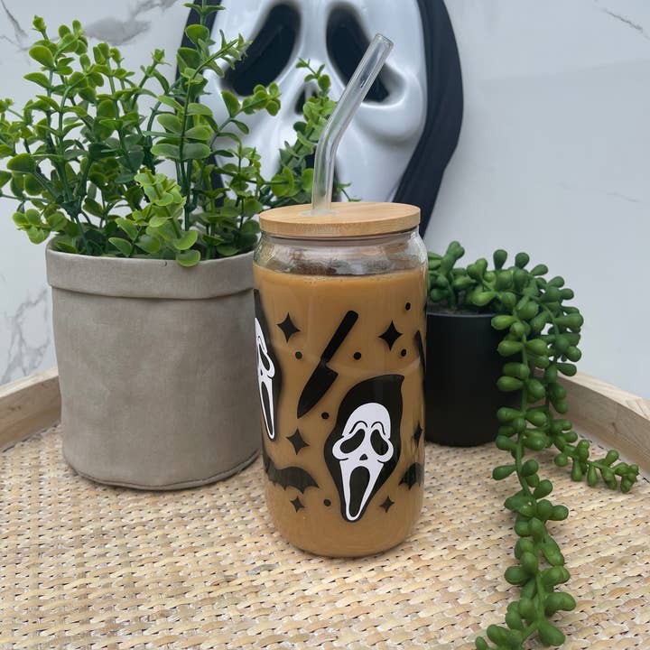 Little Design Collective - Wholesale Drinking glass/cup - Scream Ghostface Halloween Can Glass1