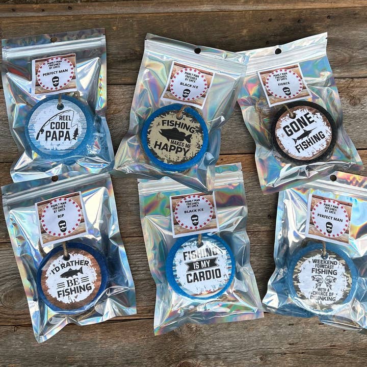 Wholesale Car Freshies-GONE FISHIN' Manly Collection For Men for wholesale by Southern Miss Tx
