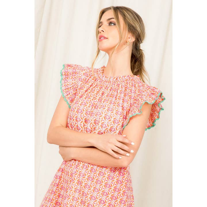 ORANGE Metallic Stripe Print Dress for wholesale on Faire