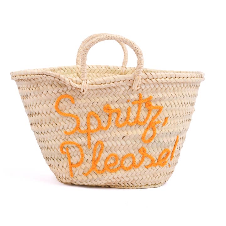 King Of Handmade - Wholesale Beach Bag - Handwoven Spritz Basket with Orange Cocktail Design